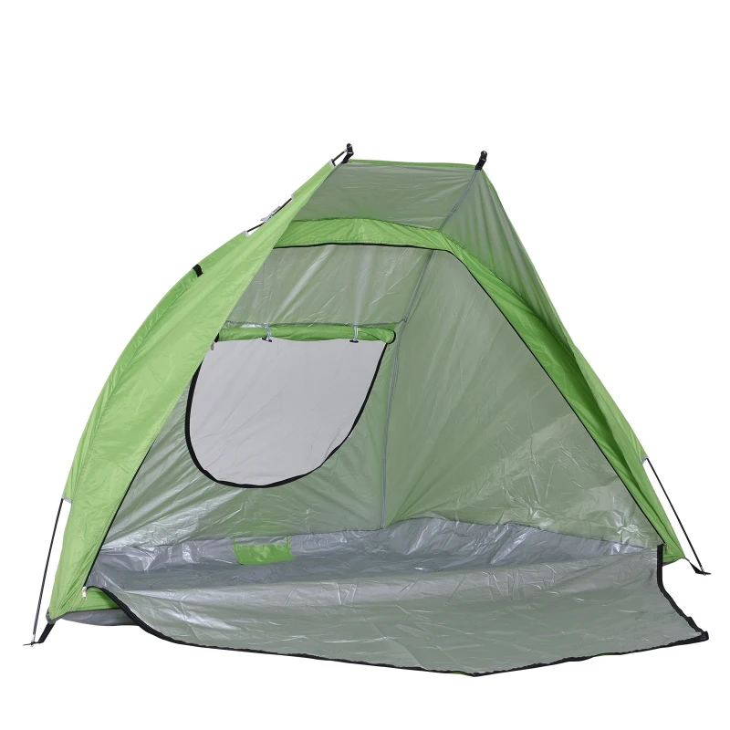 Outsunny Portable Automatic Pop Up Sun Protection Beach Tent Cabana with Door - Green