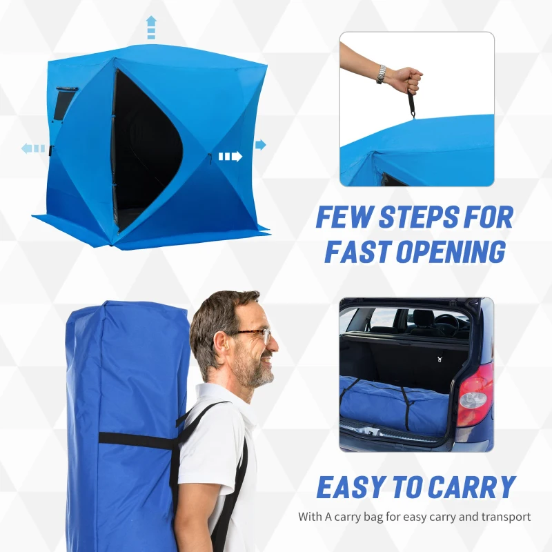Outsunny 4 Person Waterproof Insulated Portable Pop-Up Ice Fishing Shelter with 2 Doors
