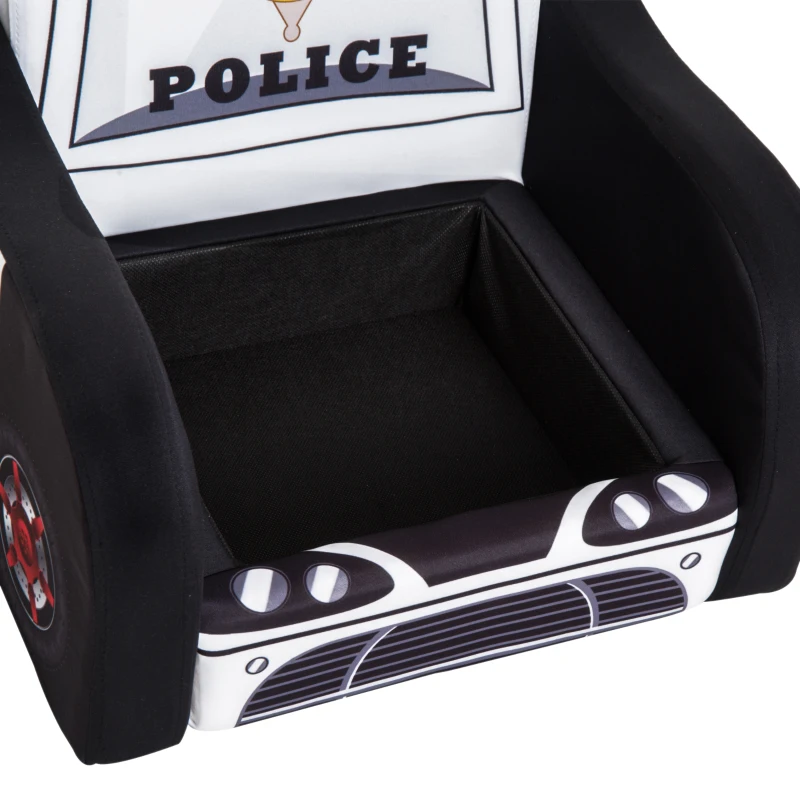 Qaba 17" Multi Spandex Storage Sofa Chair for Kids - Police Car