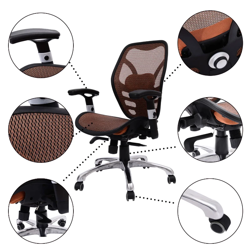 HomCom Mesh Ergonomic Home Office Desktop Computer Chair - Orange