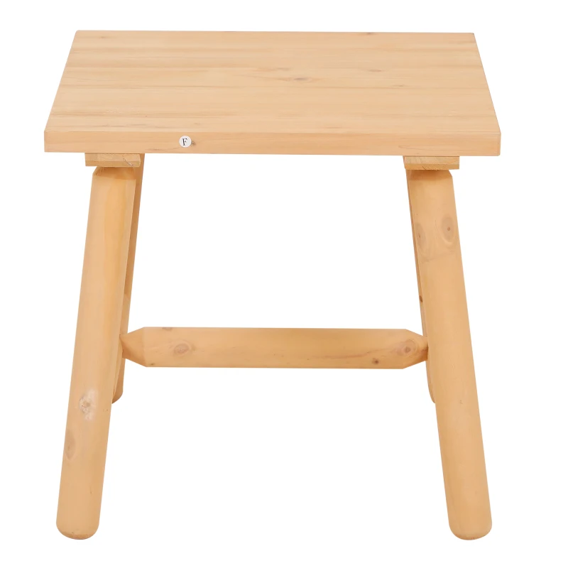 Outsunny Rustic Cabin Style Wooden Square Outdoor Patio End Table