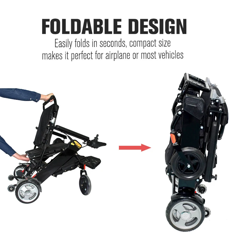 HomCom Lightweight Portable Folding Collapsible Electric Mobility Wheelchair