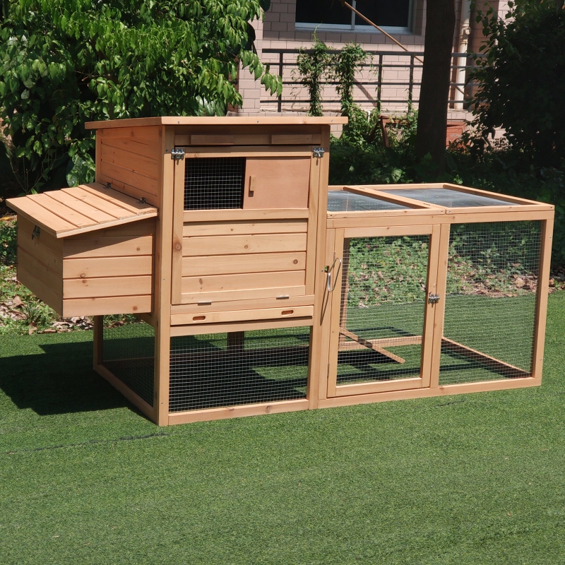 Pawhut Outdoor Wooden Chicken Coop w/Run / 75” chicken coop with run