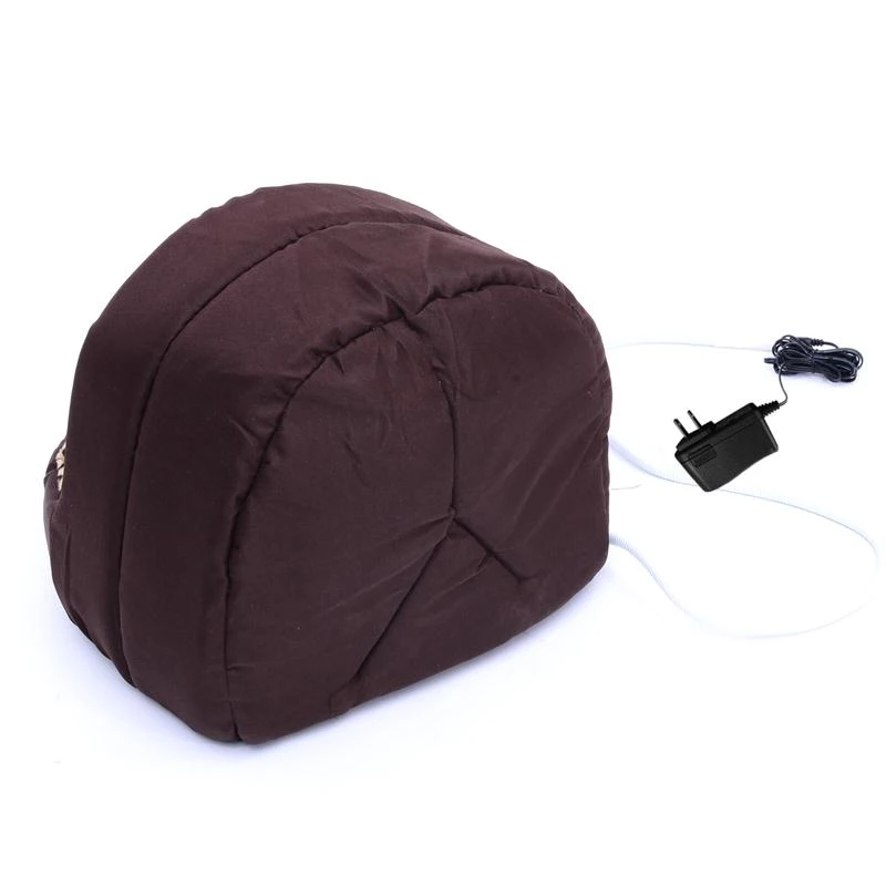 Pawhut Hooded Indoor Electric Heated Round Dog Pet Bed - Brown