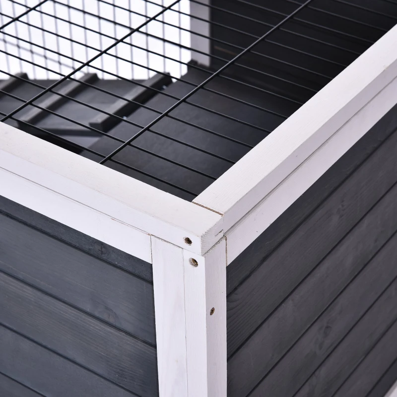 PawHut Rabbit Hutch - Indoor Small Animal House with Pull Out Tray, Casters, Ramp for Easy Mobility