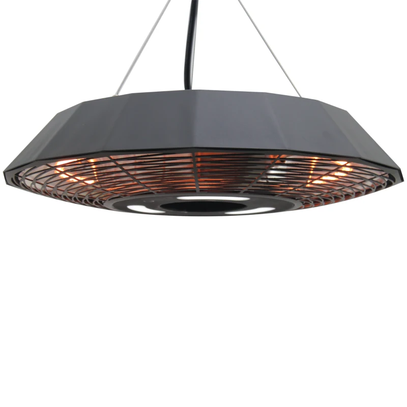 Outsunny 1500 Watt Energy Efficient Indoor Outdoor Ceiling Mounted Electric Patio Heater with Remote - Black