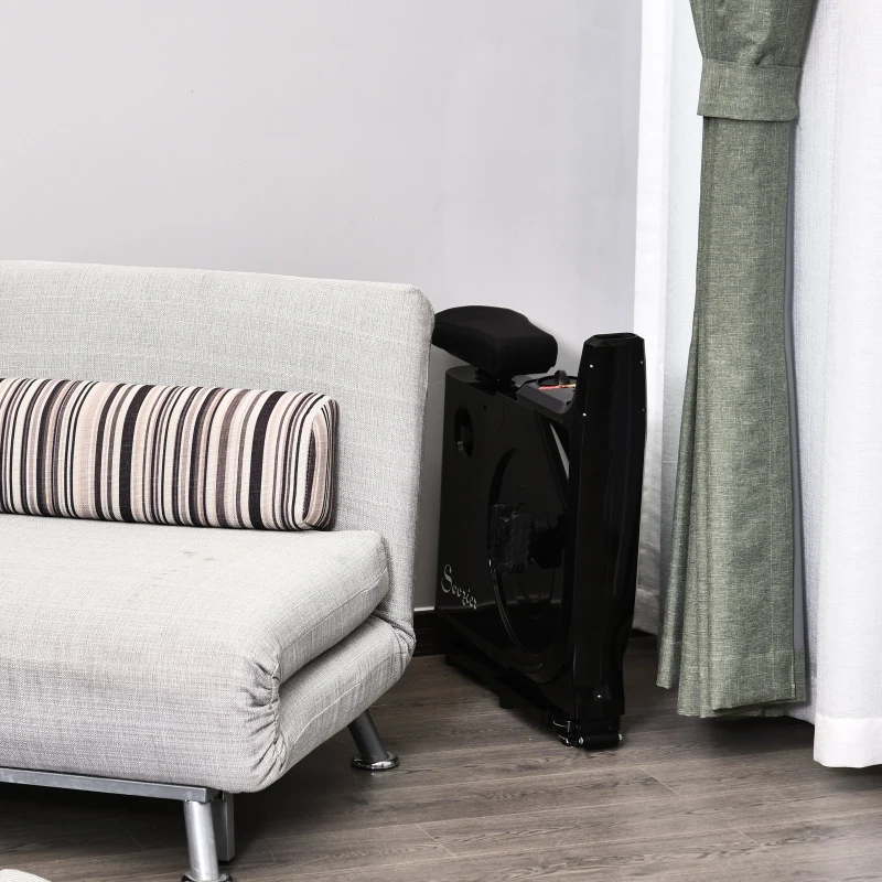 Soozier 2-in-1 Stationary Exercise Bike and Tabletop Workstation with LCD Monitor  Black