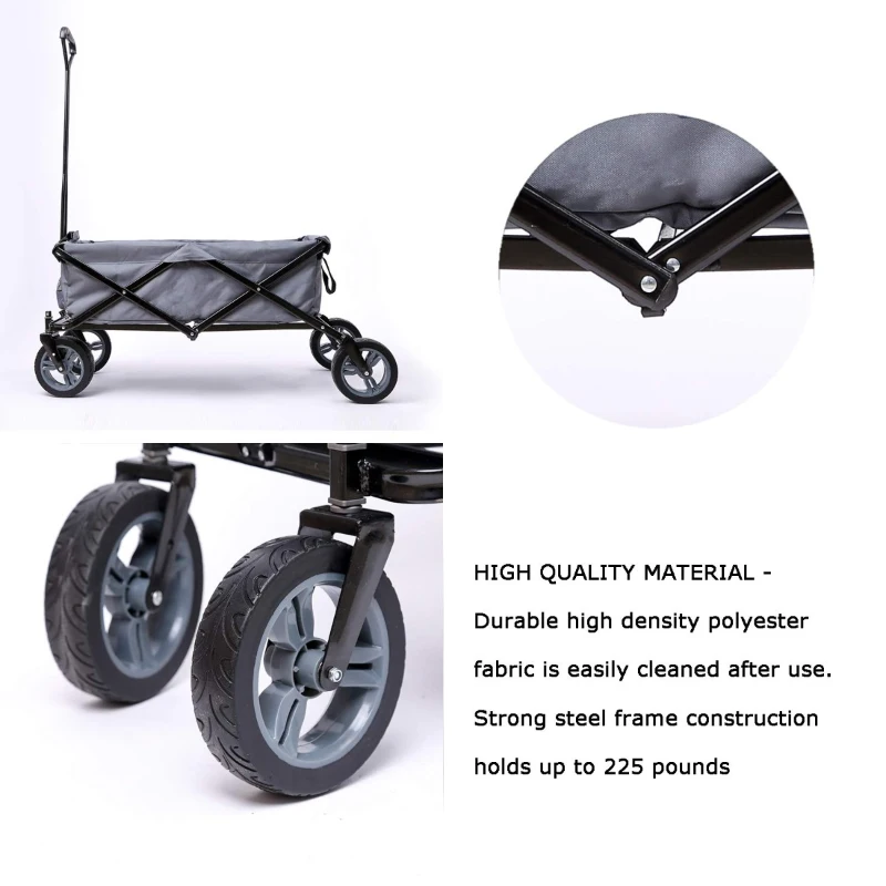 Folding Garden Cart Aosom All Terrain Utility Collapsible Cart for Pavement,Gravel,Grass,Sand,Mud,Dirt Roads,Hills 265lbs Capacity Grey