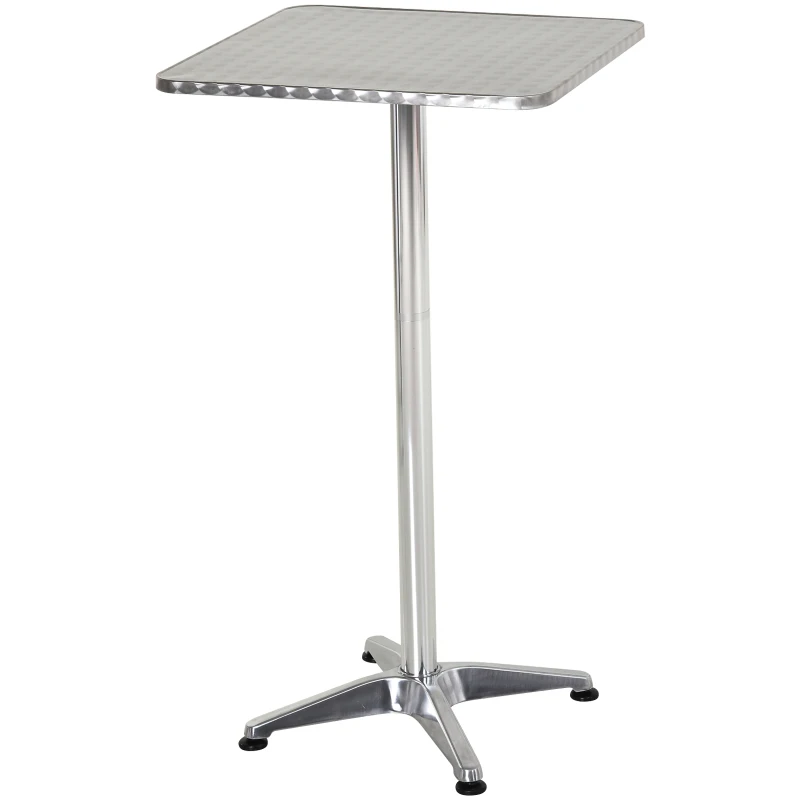 HomCom 24" Adjustable Square Stainless Steel Top Aluminum Standing Bistro Bar Table