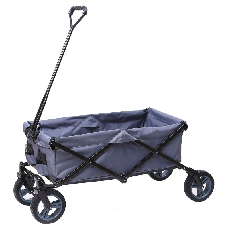 Folding Garden Cart Aosom All Terrain Utility Collapsible Cart for Pavement,Gravel,Grass,Sand,Mud,Dirt Roads,Hills 265lbs Capacity Grey