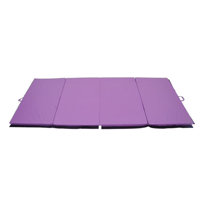 Soozier 6' x 4' x 2" PU Leather Folding Gymnastics / Martial Arts Mat - Purple