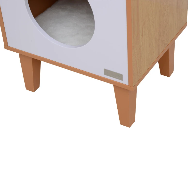 PawHut 20" Mid Century Dual Multi Level Elevated Cat Bed And Lounger Condo