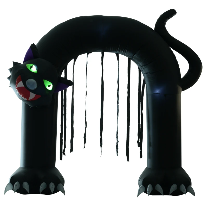 HOMCOM 9’ Outdoor Inflatable Halloween Arch - Creepy Black Cat
