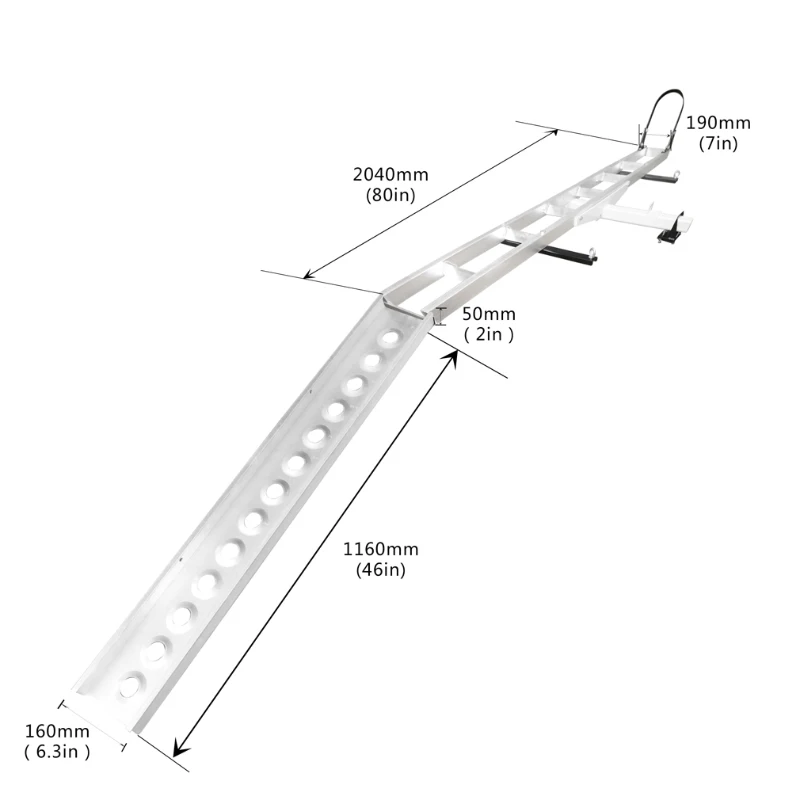 Heavy Duty Aluminium Motorcycle Dirt Bike Scooter Carrier Hitch Rack Hauler Trailer with Loading Ramp Double-hung Arm - IKURAM