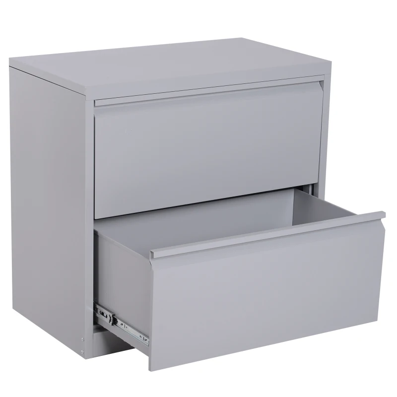 Vinsetto 2 Drawer File Cabinet Metal Storage Chest Home Office - Grey