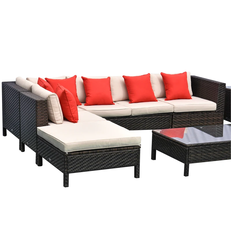 Outsunny 9 Piece Rattan Sectional Wicker Patio Sofa Set Outdoor Seating Furniture
