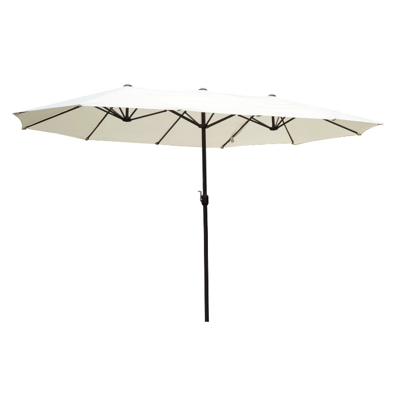 Outsunny 15' Double-Sided Outdoor Patio Market Umbrella with Air Vents - Cream White
