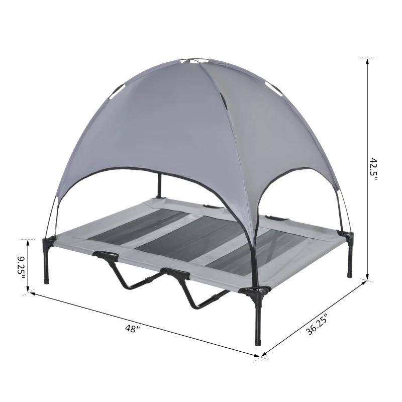 PawHut Elevated Dog Bed with Foldable Canopy, Portable Pet Cot Tent Shelter for Outdoor Use
