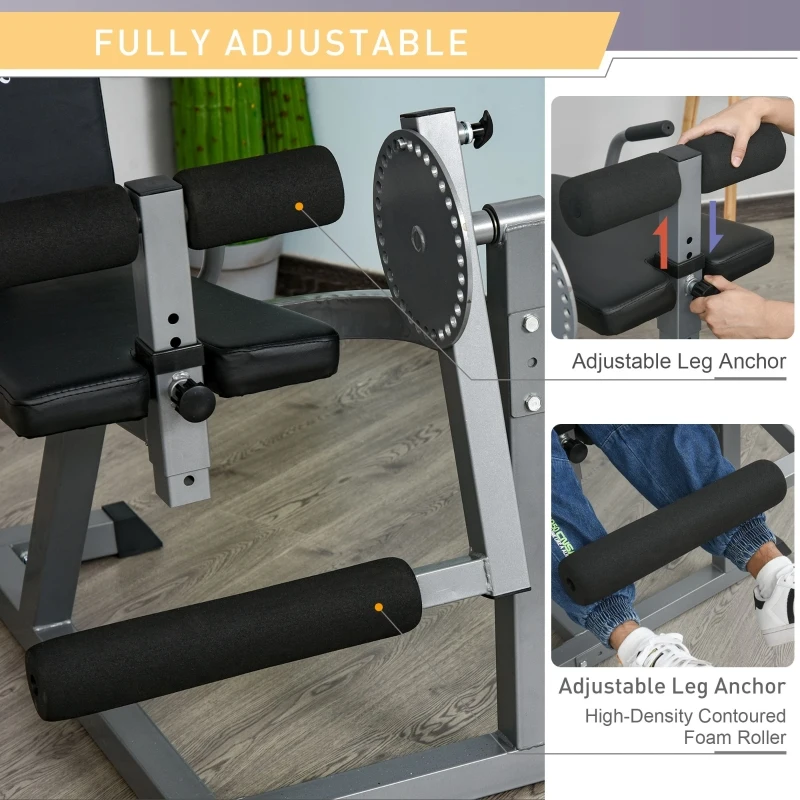 Soozier Adjustable Leg Extension and Curl Training Machine Home Gym Fitness - Black/Grey