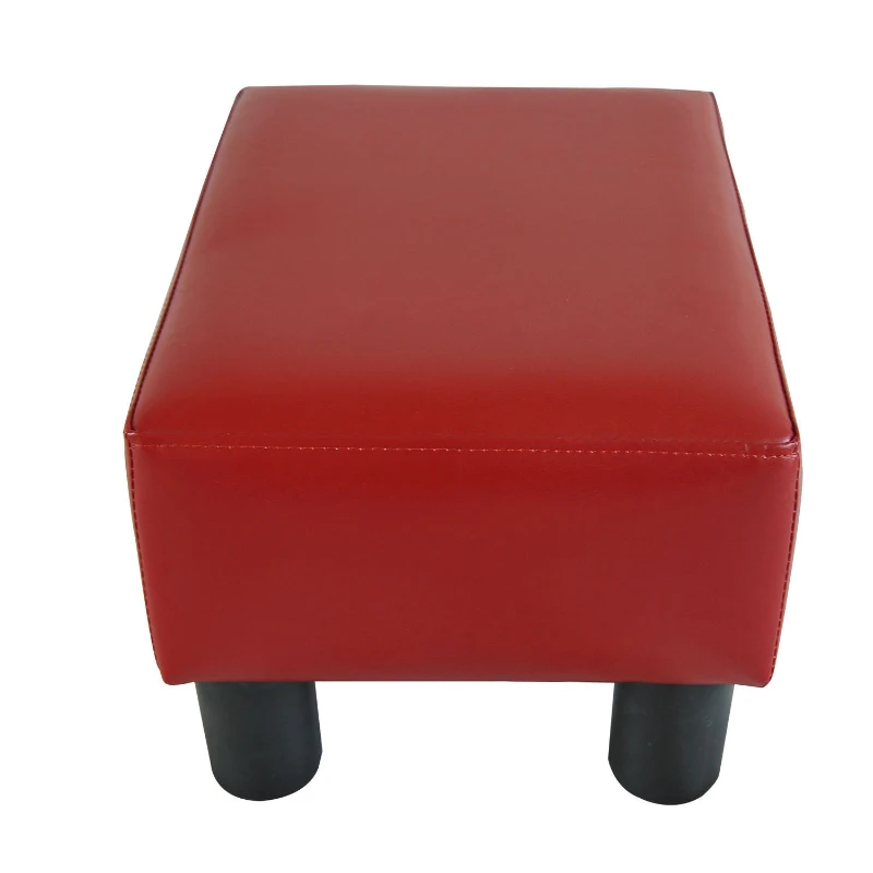 Homcom 15" Rectangular Faux Leather Padded Ottoman Footrest Bedroom Entry Hall Stool Chair Seating - Red