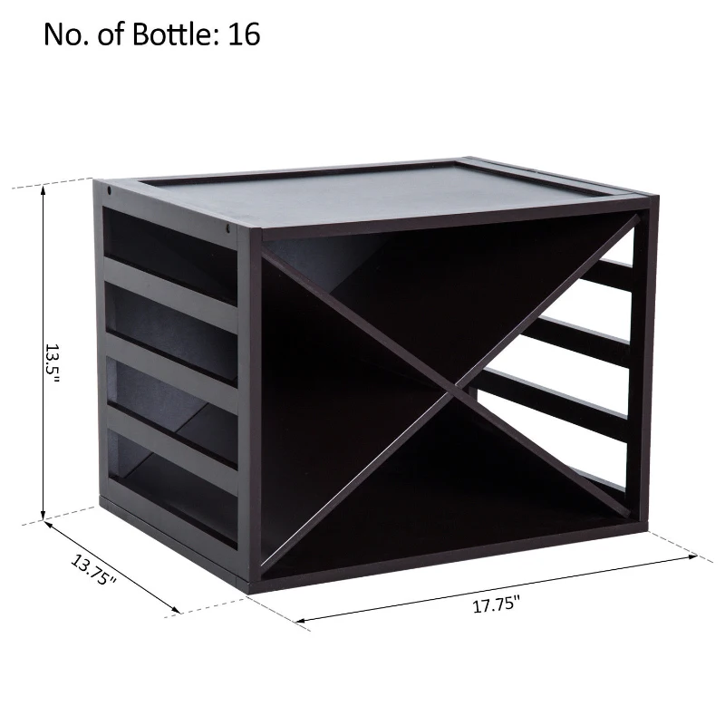 HomCom 16 Bottle Design Modern Wooden Stackable Tabletop Wine Bottle Organizer