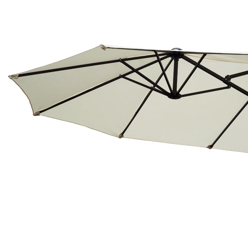 Outsunny 15' Double-Sided Outdoor Patio Market Umbrella with Air Vents - Cream White
