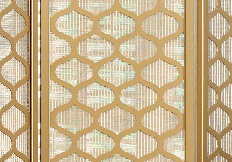 Monarch 3-Panel Modern Lantern Design Folding Privacy Screen Room Divider - Gold Wood Frame