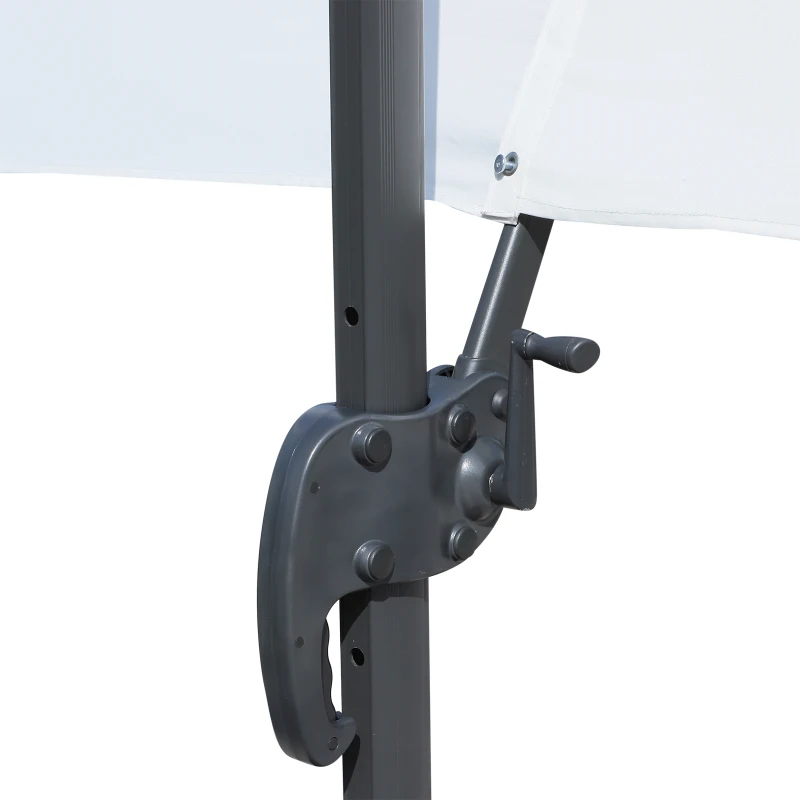 Outsunny 8ft x 8ft Square Offset 360 Cantilever Market Patio Umbrella with Cross Base Off White