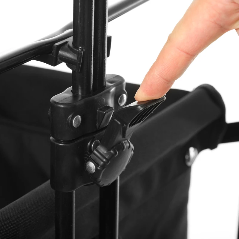 Aosom Utility Folding Wagon Big Wheels Compact Outdoor Garden Cart with Steel Structure for Shopping, Fishing, Camping, Beach - Black
