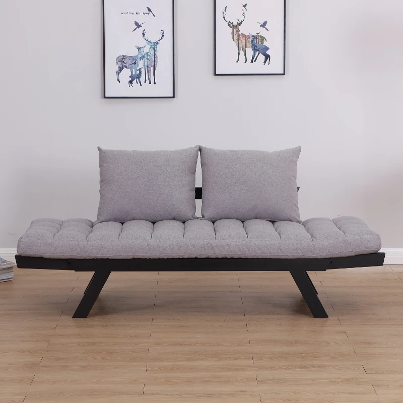 HomCom Single Person Convertible Bed Chaise Lounge Couch Adjustable Padded Lightweight - Silver