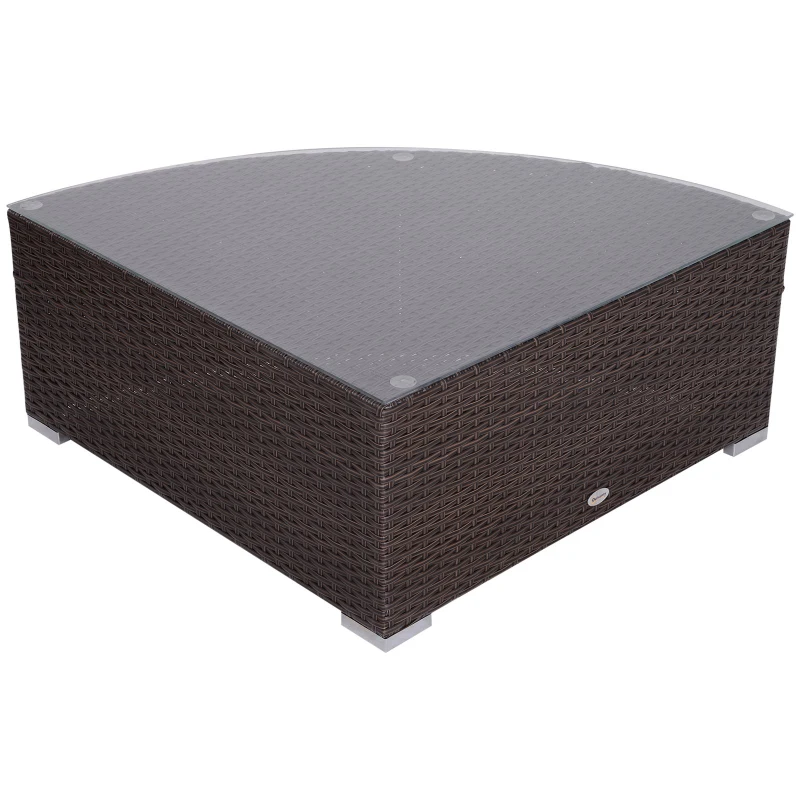 Outsunny 6 Piece Wicker Rattan Outdoor Patio Fan Shape Glass Coffee Table Furniture Set