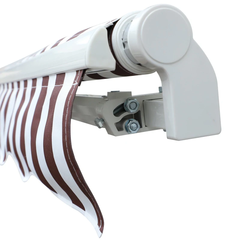 Outsunny 10' x 8' Retractable Sun Shade Patio/Window Awning that Opens Smooth & Quietly Reducing Heat in Your Home - White/Coffee