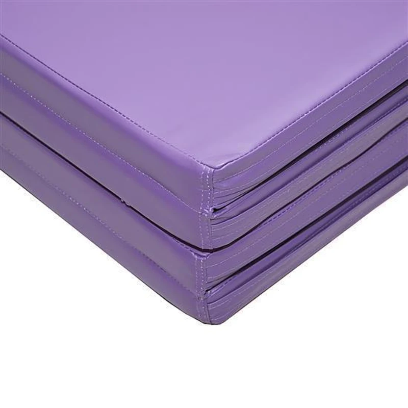 Soozier 4' x 8' x 2" PU Leather Gymnastics / Martial Arts Mat - Purple / Light Pink