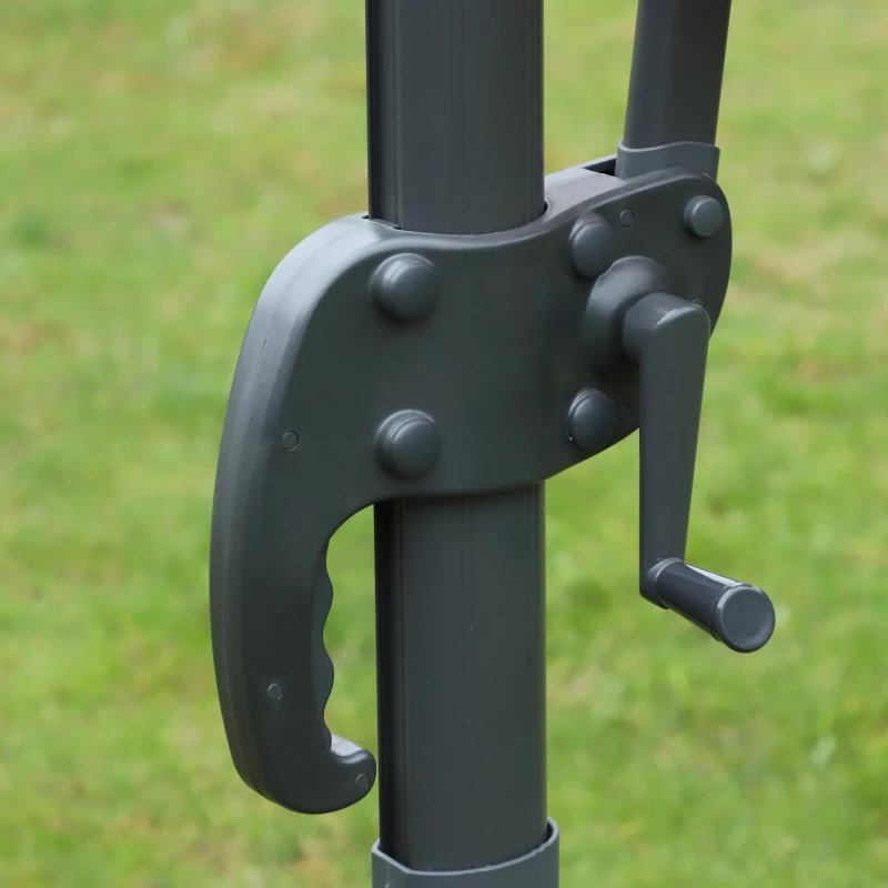 Outsunny 9.7ft Offset Umbrella Cantilever Hanging Umbrella 360 Degree Rotation with Cross Base