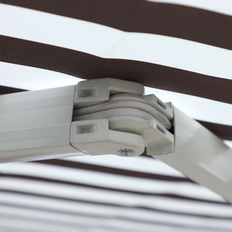 Outsunny 10' x 8' Retractable Sun Shade Patio/Window Awning that Opens Smooth & Quietly Reducing Heat in Your Home - White/Coffee