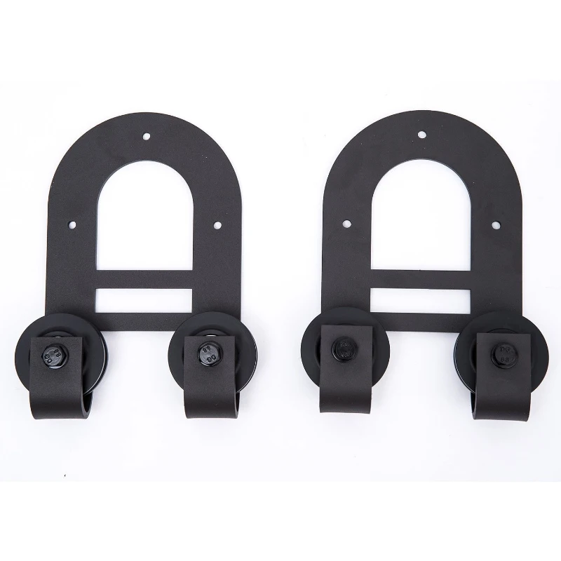 HomCom Rustic 6' Interior Sliding Barn Door Kit Hardware Set - Black Craftsman Horseshoe