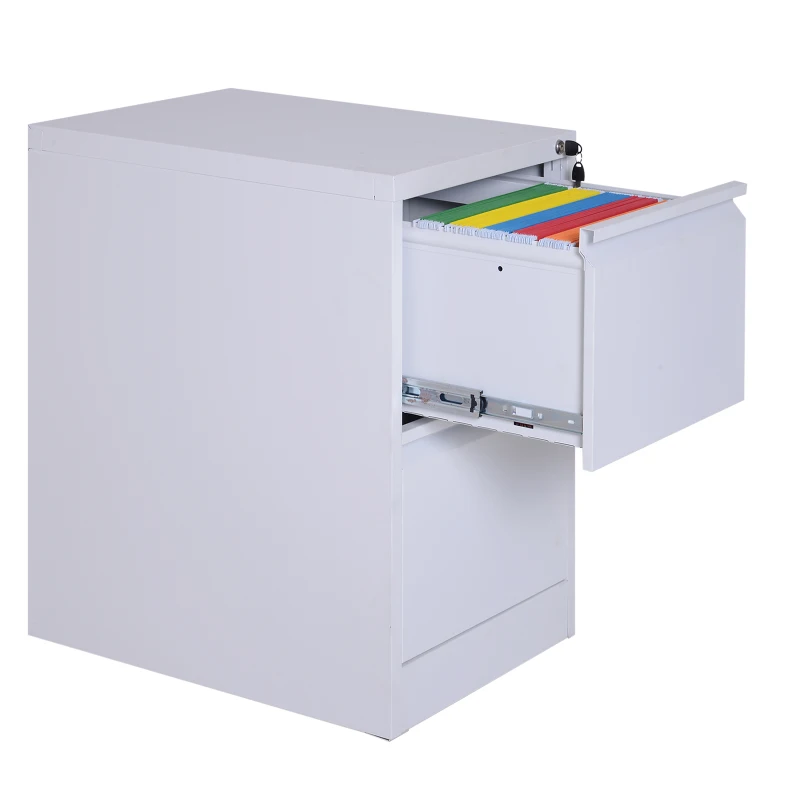 Vinsetto 28" Metal 2 Drawer Vertical Locking Office Filing Cabinet - White