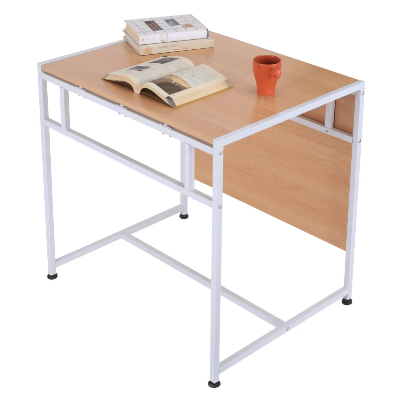 HomCom 47" Versatile Wood Top Drop Leaf Office Computer Desk Folding Side Table - White