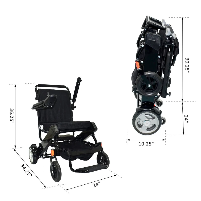 HomCom Lightweight Portable Folding Collapsible Electric Mobility Wheelchair