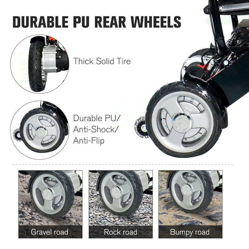 HomCom Lightweight Portable Folding Collapsible Electric Mobility Wheelchair