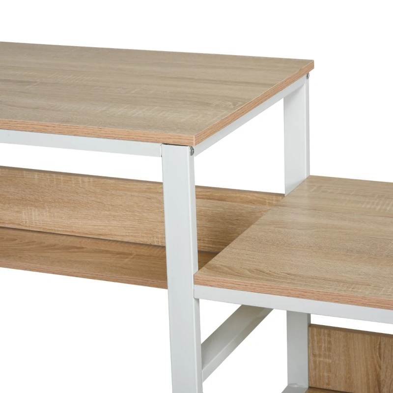 HOMCOM Industrial Style Standing Sitting Computer Desk with Steel Frame, Storage Shelf