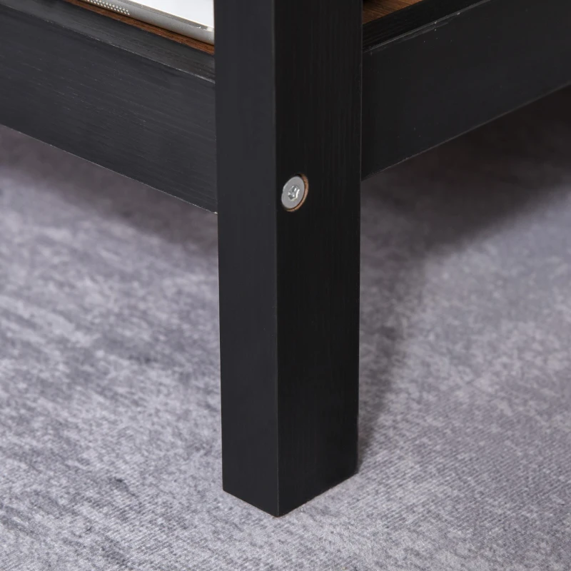 HOMCOM Two-Tone Woodgrain Writing Work Desk with Large Desktop and 2 Open Storage Shelves for Office, Dark Walnut/Black