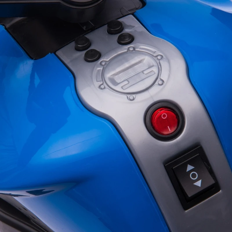 Aosom 6V Kids Motorcycle Dirt Bike Electric Battery-Powered Ride-On Toy Off-road Street Bike for Children with Rechargeable Battery, Pedal, Horn, Headlights, and Training Wheels for Balance Blue