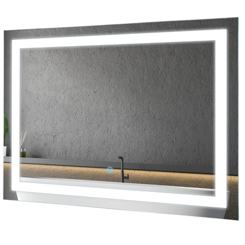 HOMCOM Illuminated LED Bathroom Vanity Mirrors with Lights Modern Makeup Wall Mirror