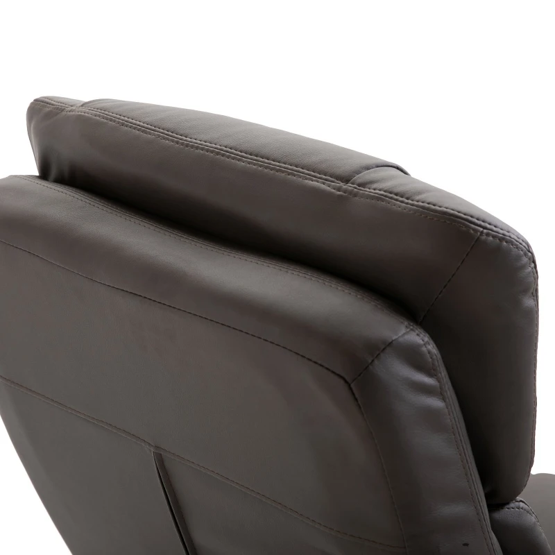 HOMCOM PU Leather Massage Sofa Recliner Chair with Ottoman Heated 10 Point Vibration Swiveling Armchair, Brown