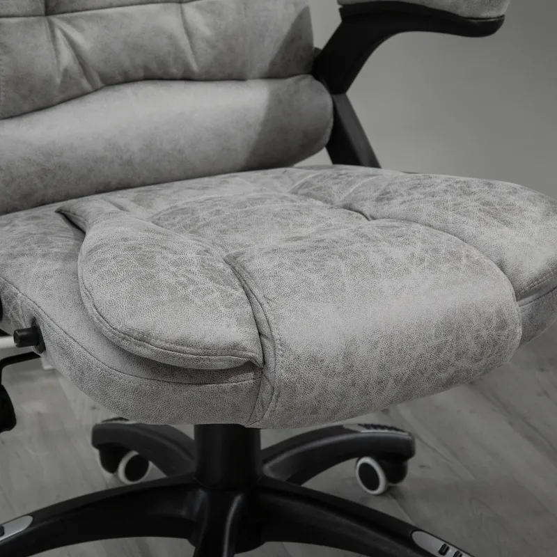 Vinsetto 6 Point Vibration Massage Office Chair with Heat, High Back Executive Office Chair with Padded Armrests, Microfiber Reclining Computer Chair, Gray