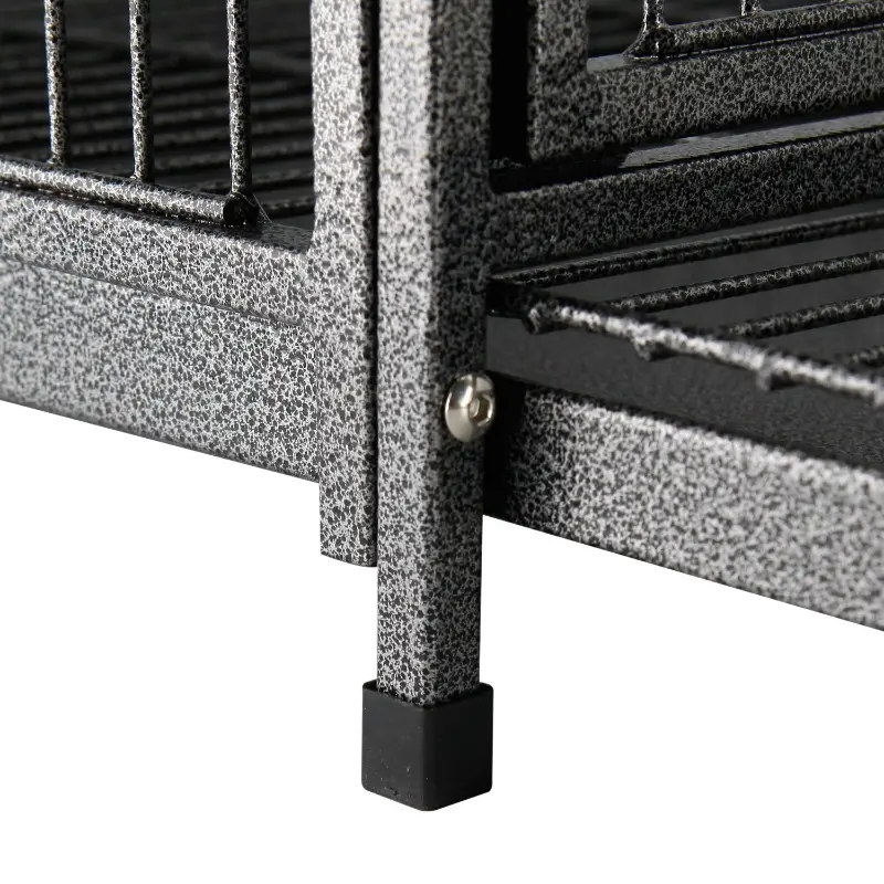 PawHut 18" Heavy Duty Wrought Iron Travel Bird Cage Carrier With Handle Perch And Accessories - Black