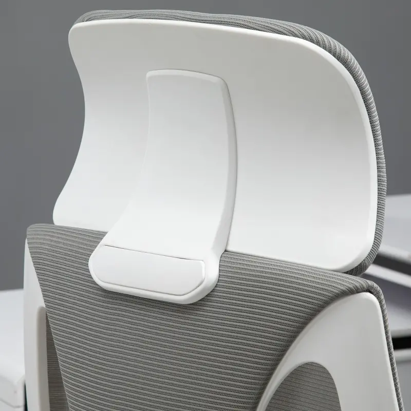 Vinsetto Ergonomic Home Office Mesh Desk Chairs, Computer Task Chair with Massage Lumbar Cushion, Adjustable Seat & Headrest,  Rocking Function, Grey