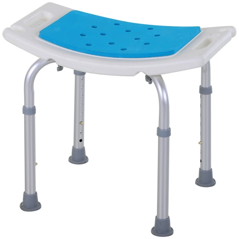 HOMCOM Adjustable Aluminum Bath Stool Spa Shower Chair Non-Slip w/ Shower Hole