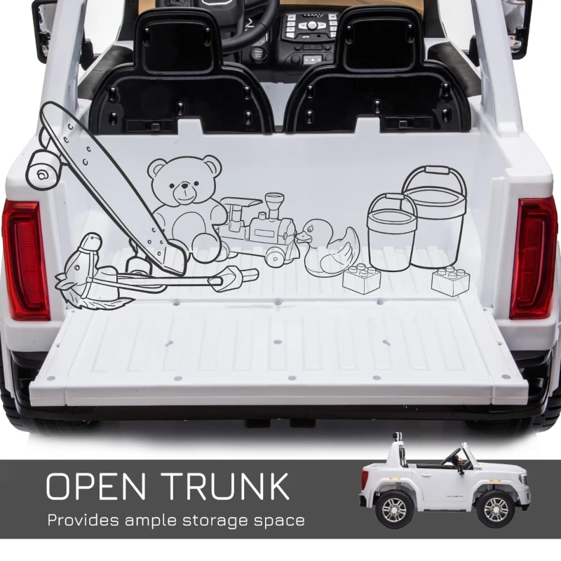 Aosom 12V Battery Kids GMC Sierra HD Ride On Toy with Remote Control, Bright Headlights & Working Suspension - White